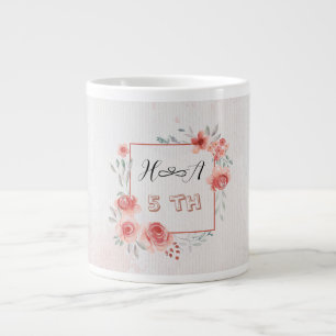 Spring Floral Anniversary Modern Elegant Wedding Giant Coffee Mug