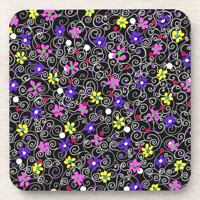 Spring Floral Art Beverage Coaster (Front)