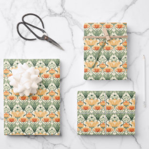 Spring Floral Art Nouveau Wrapping Paper Sheets