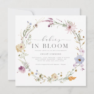 Spring Floral Babies in Bloom Square Baby Shower   Invitation