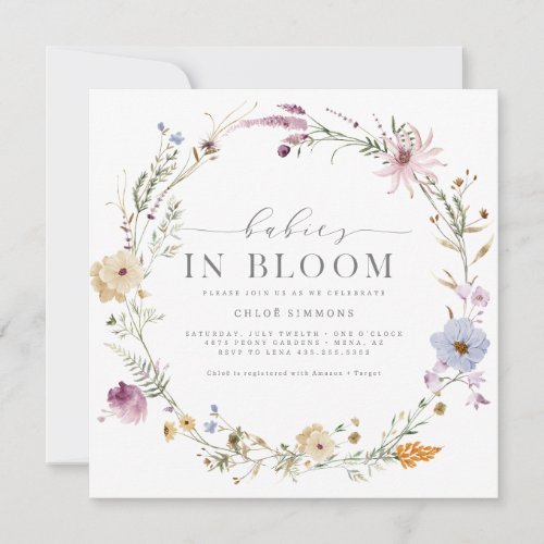 Spring Floral Babies in Bloom Square Baby Shower  Invitation