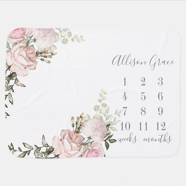 Spring Floral Baby Blanket (Horizontal)