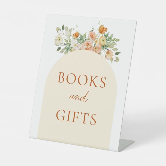 Spring Floral Baby Shower Books and Gifts Sign (Front)