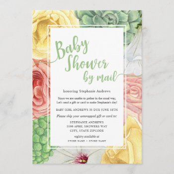 Spring Floral Baby Shower By Mail Invitation by lemontreecards at Zazzle
