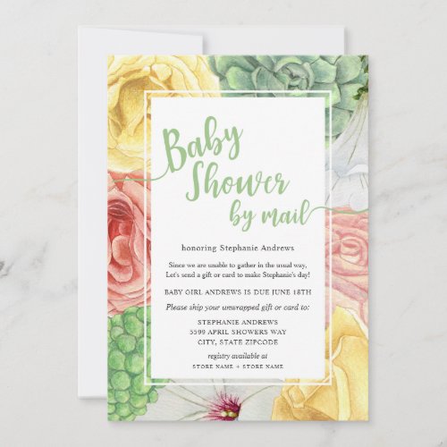 Spring Floral Baby Shower by mail Invitation