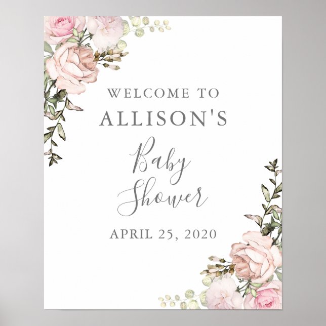Spring Floral Baby Shower Sign (Front)
