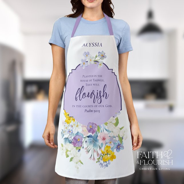 Spring Floral Bible Verse Elegant Personalized Apron (Creator Uploaded)
