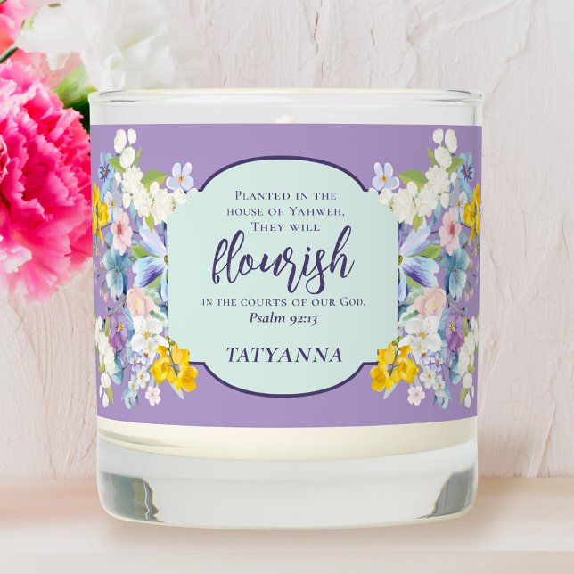 Spring Floral Bible Verse Personalized Scented Candle (Creator Uploaded)