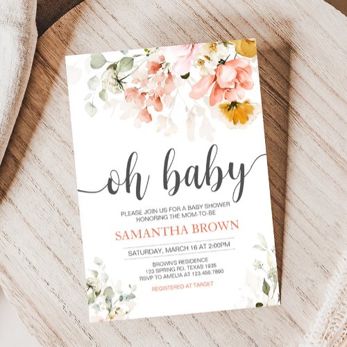 Spring Floral Bloom Baby Shower  Invitation