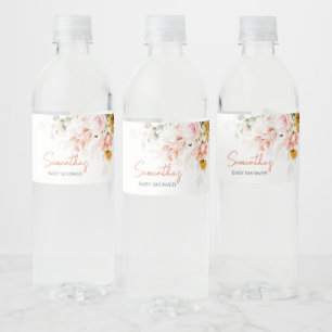 Spring Floral Bloom Baby Shower Water Bottle Label