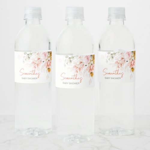Spring Floral Bloom Baby Shower  Water Bottle Label
