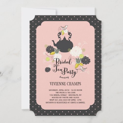Spring Floral Blooms Birds Bridal Shower Tea Party Card