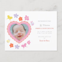 Spring Floral Blooms Girl Photo Birth Announcement