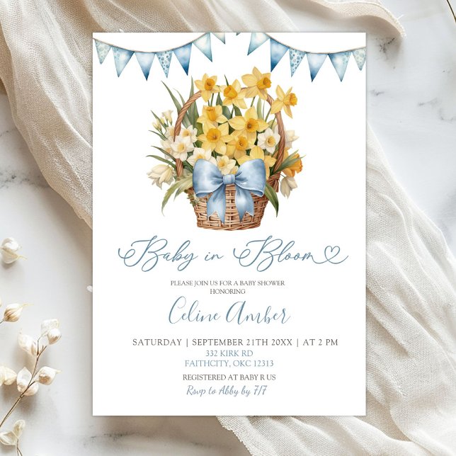 Spring Floral Blue Coquette Baby Shower Invitation (Creator Uploaded)