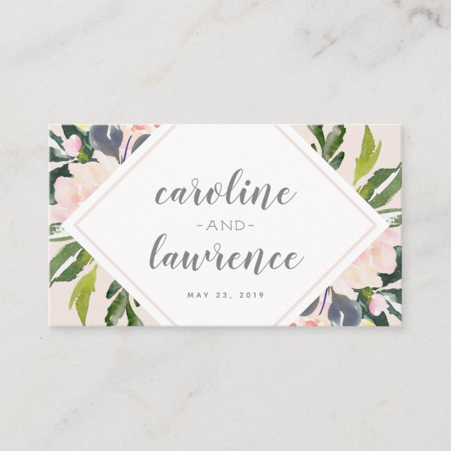 Spring Floral Blush | Wedding Flat Escort Card (Front)
