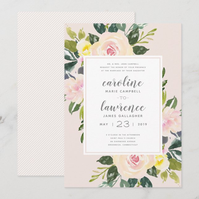 Spring Floral Blush | Wedding Invitation (Front/Back)