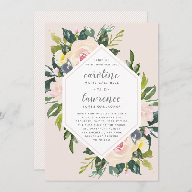 Spring Floral Blush | Wedding Invitation (Front/Back)