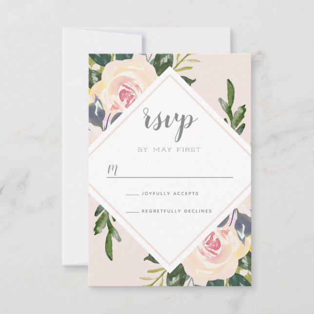 Spring Floral Blush | Wedding RSVP Card (Front)