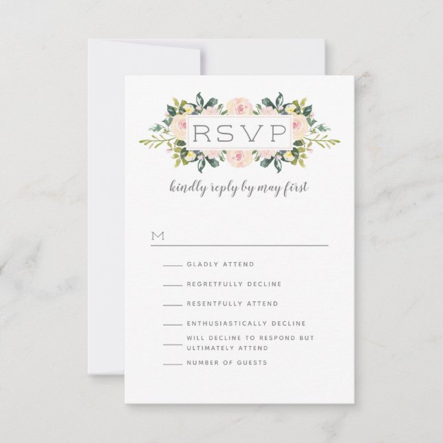 Spring Floral Blush | Wedding RSVP Humor Options (Front)
