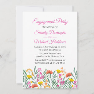 Spring Floral Boho Wildflower Engagement Party Invitation