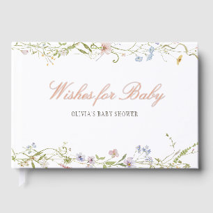 Spring Floral Border Baby Shower Foil Guest Book