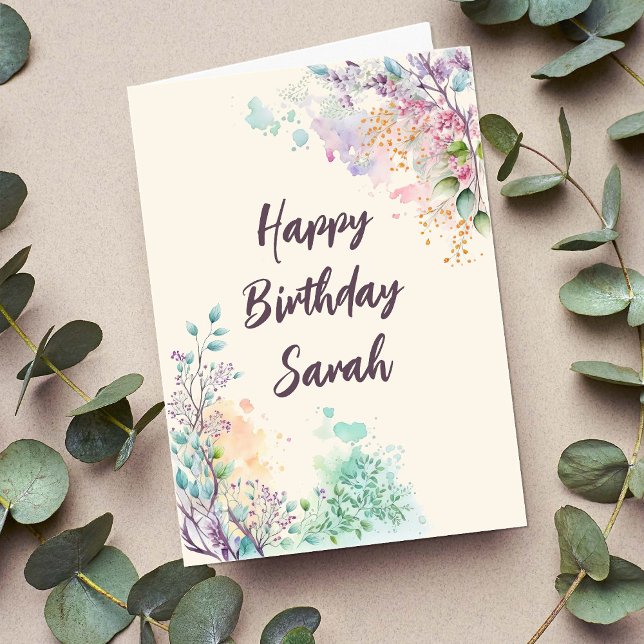 Spring floral botanical colorful birthday card (Creator Uploaded)