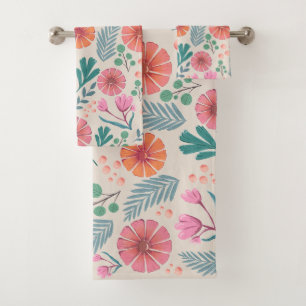 Spring Floral Botanical Pattern Colorful Towel Set