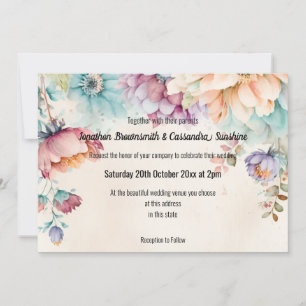 SPRING FLORAL BOTANICAL WEDDING  INVITATION