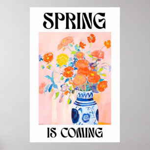 Spring Floral Bouquet Art Print Vintage Vase