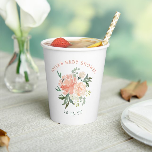 Spring Floral Bouquet Baby Bridal Shower Paper Cups (Insitu)