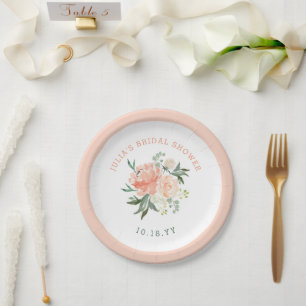 Spring Floral Bouquet Bridal Shower Paper Plates