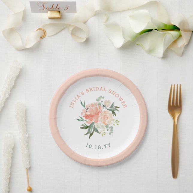 Spring Floral Bouquet Bridal Shower  Paper Plates (Wedding)