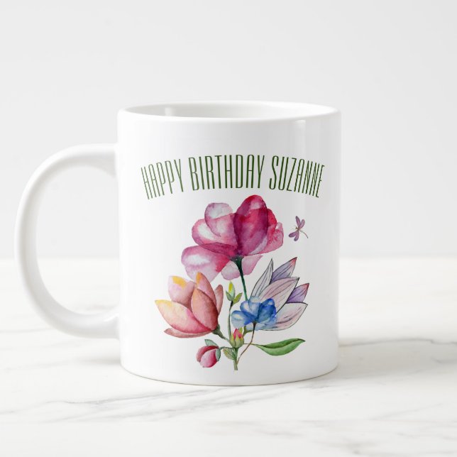 Spring Floral Bouquet Giant Coffee Mug (Left)