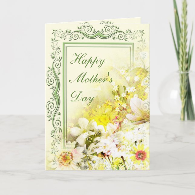 Spring Floral Bouquet Mother's Day Greeting Card (Front)