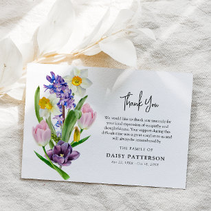 Spring Floral Bouquet Sympathy  Thank You Card