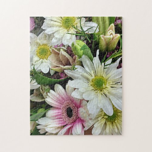 Spring Floral Bouquet with Daisies Jigsaw Puzzle