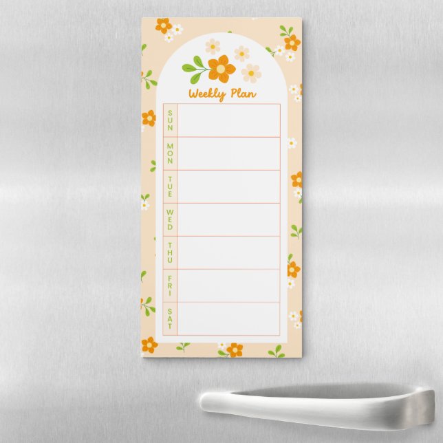 Spring Floral Bouquets Sunday Weekly Planner Magnetic Notepad (In Situ)