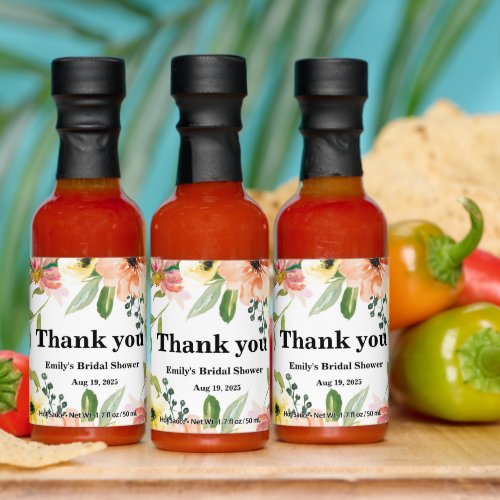 Spring Floral Bridal Shower Hot sauce Favors