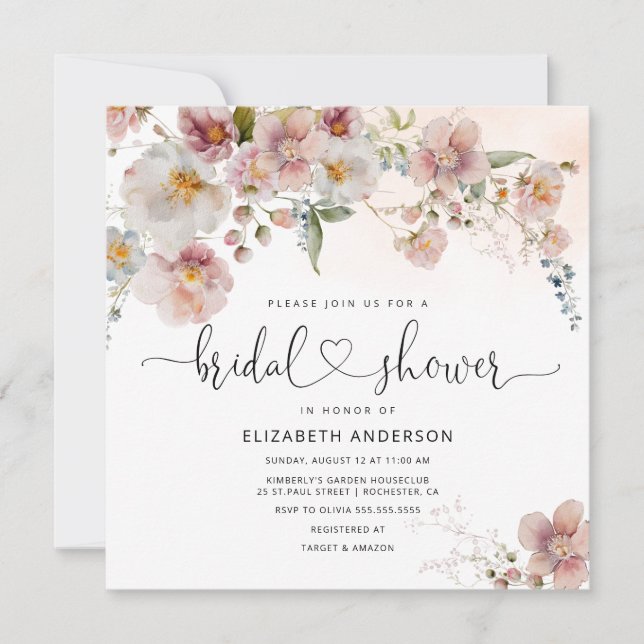 Spring Floral Bridal Shower Invitation (Front)