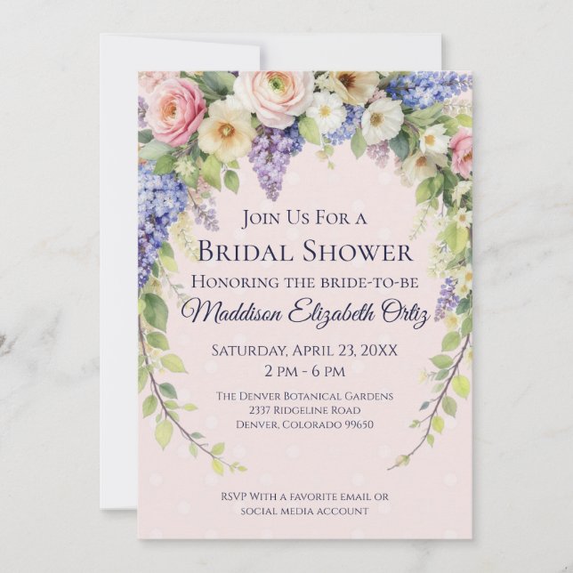 Spring Floral Bridal Shower Invitation (Front)