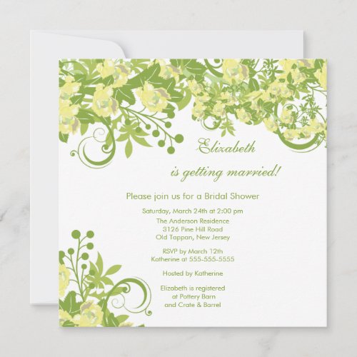 Spring Floral Bridal Shower Invitation Yellow