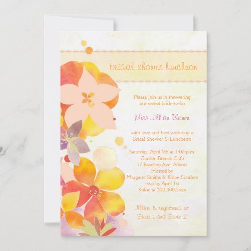 Spring Floral Bridal Shower Luncheon Party Invites