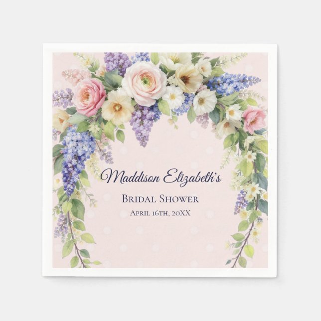 Spring Floral Bridal Shower Napkins (Front)