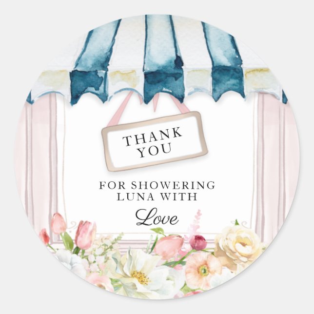 Spring Floral Bridal Shower Round Stickers (Front)