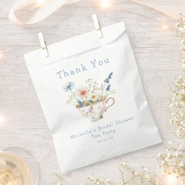 Spring Floral Bridal Shower Tea Party Favor Bag (Clipped)