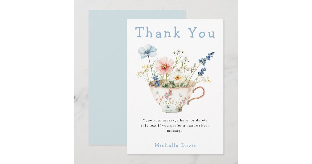Spring Floral Bridal Shower Tea Party Thank You Card | Zazzle