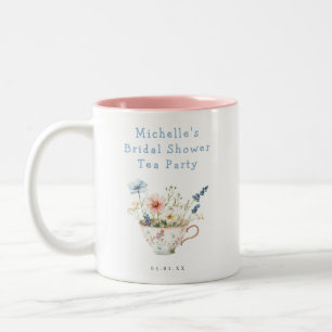 Spring Floral Bridal Shower Tea Party Two-Tone Coffee Mug