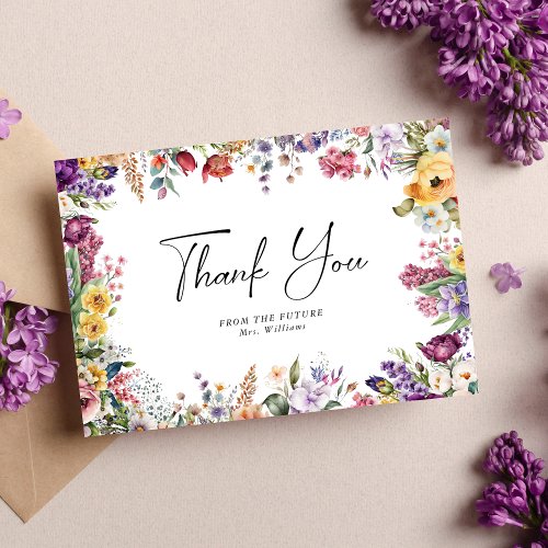 Spring Floral Bridal Shower Thank You Card
