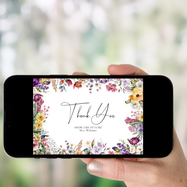 Spring Floral Bridal Shower Thank You Card (Front Digital)