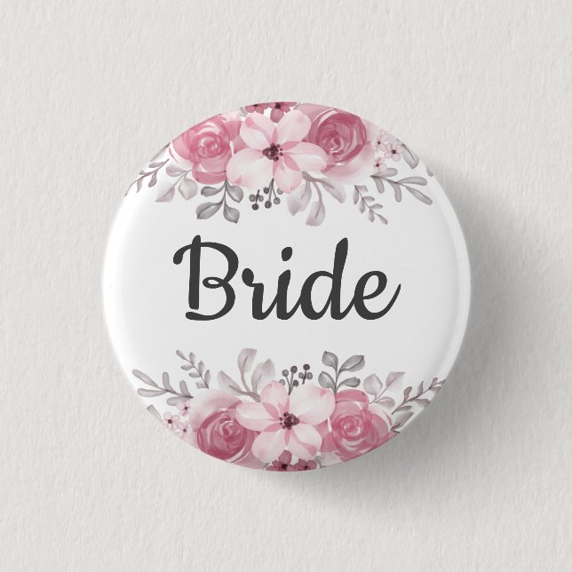 Spring Floral bride wedding  Button (Front)